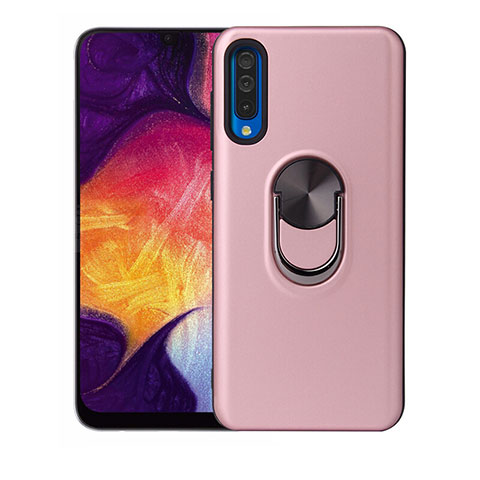 Custodia Silicone Ultra Sottile Morbida Cover con Magnetico Anello Supporto T02 per Samsung Galaxy A70S Oro Rosa