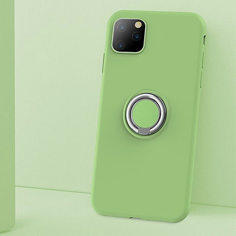 Custodia Silicone Ultra Sottile Morbida Cover con Magnetico Anello Supporto T03 per Apple iPhone 11 Pro Max Verde