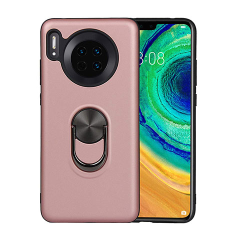 Custodia Silicone Ultra Sottile Morbida Cover con Magnetico Anello Supporto T03 per Huawei Mate 30 Pro Oro Rosa