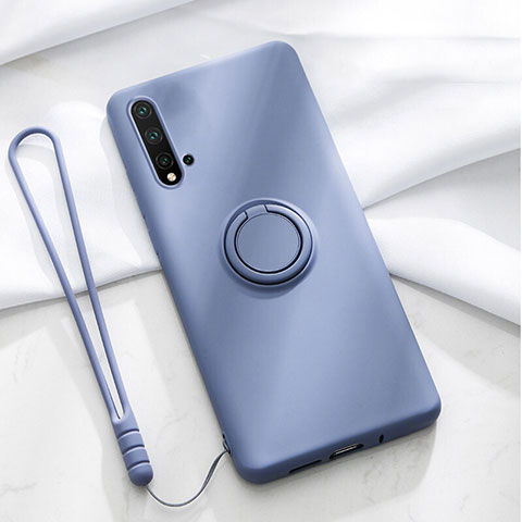 Custodia Silicone Ultra Sottile Morbida Cover con Magnetico Anello Supporto T03 per Huawei Nova 5 Viola