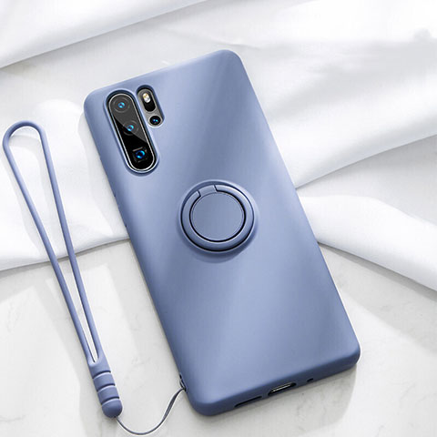 Custodia Silicone Ultra Sottile Morbida Cover con Magnetico Anello Supporto T03 per Huawei P30 Pro New Edition Viola