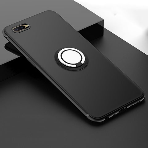 Custodia Silicone Ultra Sottile Morbida Cover con Magnetico Anello Supporto T03 per Oppo K1 Nero