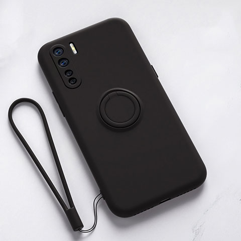 Custodia Silicone Ultra Sottile Morbida Cover con Magnetico Anello Supporto T03 per Oppo K7 5G Nero