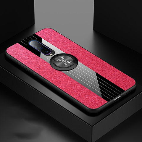 Custodia Silicone Ultra Sottile Morbida Cover con Magnetico Anello Supporto T03 per Oppo RX17 Pro Rosso