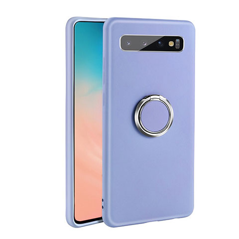 Custodia Silicone Ultra Sottile Morbida Cover con Magnetico Anello Supporto T03 per Samsung Galaxy S10 5G Viola