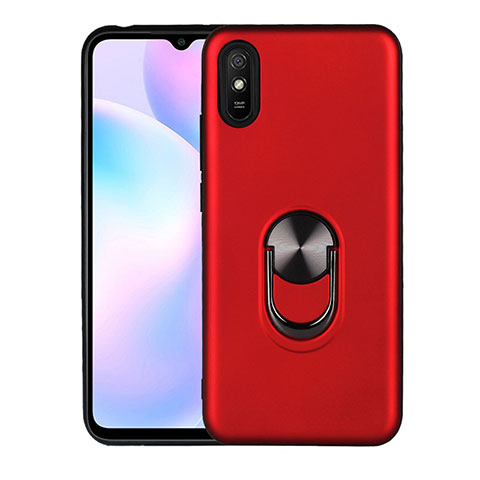 Custodia Silicone Ultra Sottile Morbida Cover con Magnetico Anello Supporto T03 per Xiaomi Redmi 9A Rosso