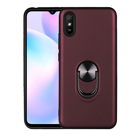 Custodia Silicone Ultra Sottile Morbida Cover con Magnetico Anello Supporto T03 per Xiaomi Redmi 9i Rosso Rosa