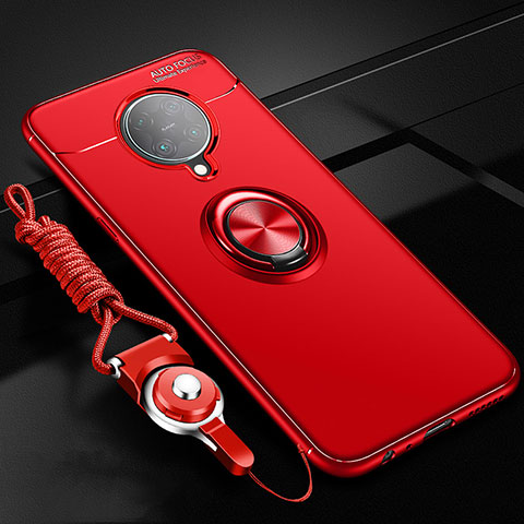 Custodia Silicone Ultra Sottile Morbida Cover con Magnetico Anello Supporto T03 per Xiaomi Redmi K30 Pro Zoom Rosso