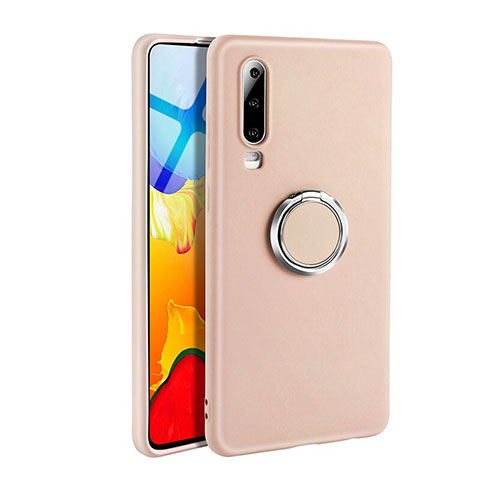 Custodia Silicone Ultra Sottile Morbida Cover con Magnetico Anello Supporto T04 per Huawei P30 Rosa