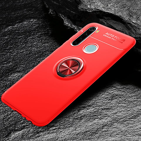 Custodia Silicone Ultra Sottile Morbida Cover con Magnetico Anello Supporto T04 per Xiaomi Redmi Note 8 Rosso