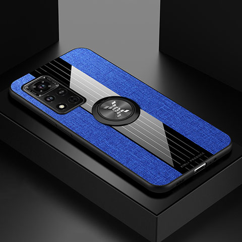 Custodia Silicone Ultra Sottile Morbida Cover con Magnetico Anello Supporto X01L per Huawei Honor V40 5G Blu