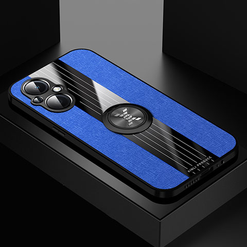 Custodia Silicone Ultra Sottile Morbida Cover con Magnetico Anello Supporto X01L per Oppo Reno7 Z 5G Blu