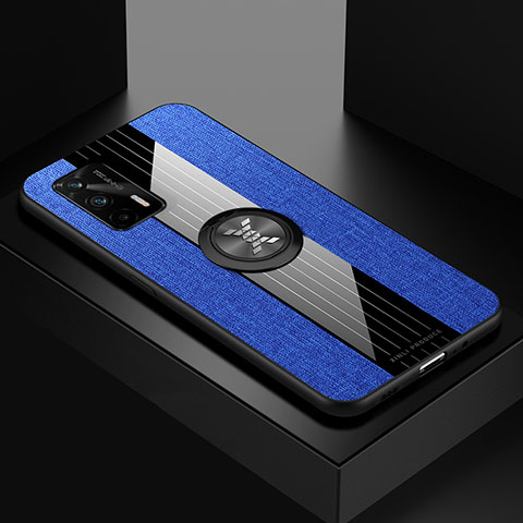 Custodia Silicone Ultra Sottile Morbida Cover con Magnetico Anello Supporto X01L per Realme GT 5G Blu