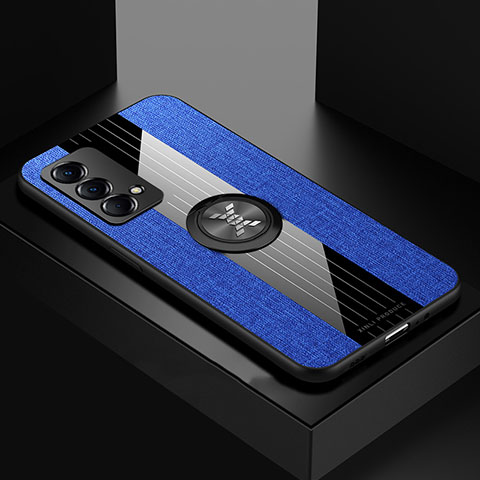 Custodia Silicone Ultra Sottile Morbida Cover con Magnetico Anello Supporto X01L per Realme GT Master 5G Blu