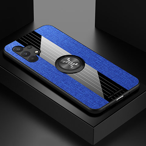 Custodia Silicone Ultra Sottile Morbida Cover con Magnetico Anello Supporto X01L per Samsung Galaxy A32 4G Blu