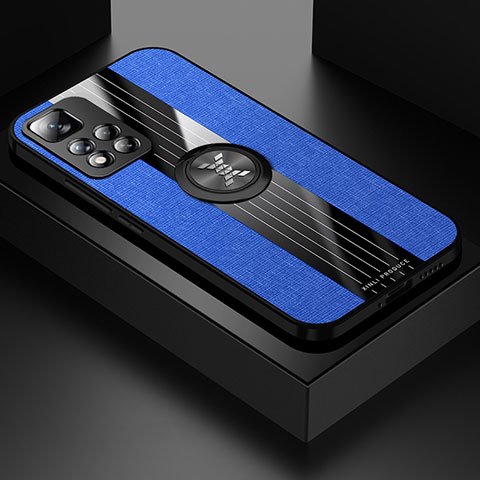 Custodia Silicone Ultra Sottile Morbida Cover con Magnetico Anello Supporto X01L per Xiaomi Poco X4 NFC Blu