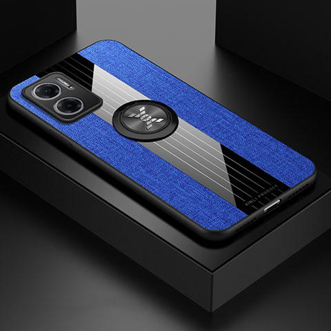 Custodia Silicone Ultra Sottile Morbida Cover con Magnetico Anello Supporto X01L per Xiaomi Redmi 10 5G Blu