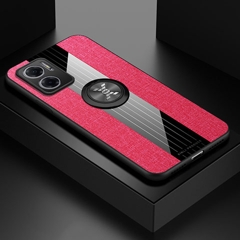 Custodia Silicone Ultra Sottile Morbida Cover con Magnetico Anello Supporto X01L per Xiaomi Redmi 11 Prime 5G Rosso