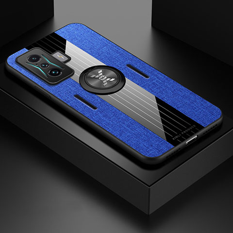 Custodia Silicone Ultra Sottile Morbida Cover con Magnetico Anello Supporto X01L per Xiaomi Redmi K50 Gaming AMG F1 5G Blu