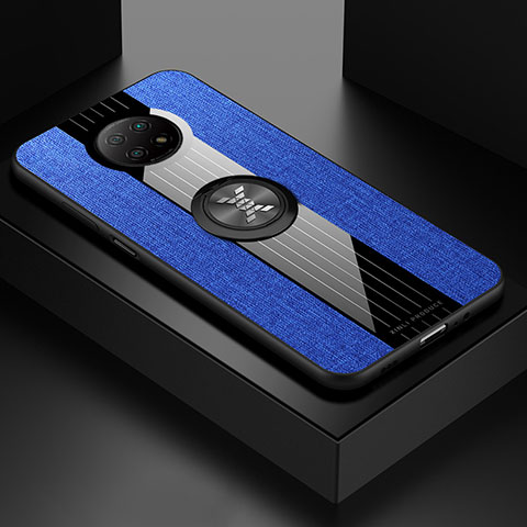 Custodia Silicone Ultra Sottile Morbida Cover con Magnetico Anello Supporto X01L per Xiaomi Redmi Note 9 5G Blu