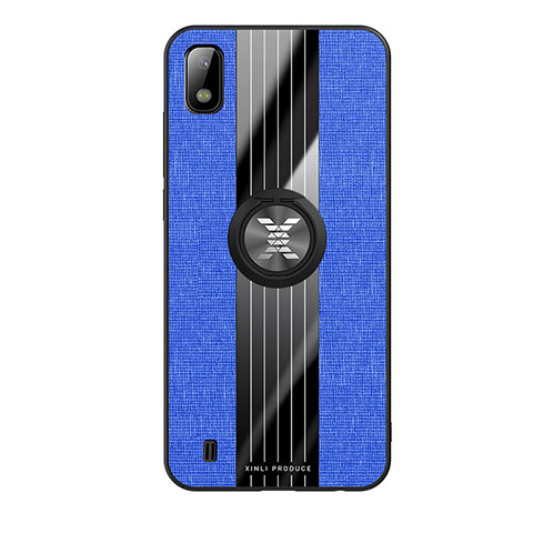 Custodia Silicone Ultra Sottile Morbida Cover con Magnetico Anello Supporto X02L per Samsung Galaxy A10 Blu