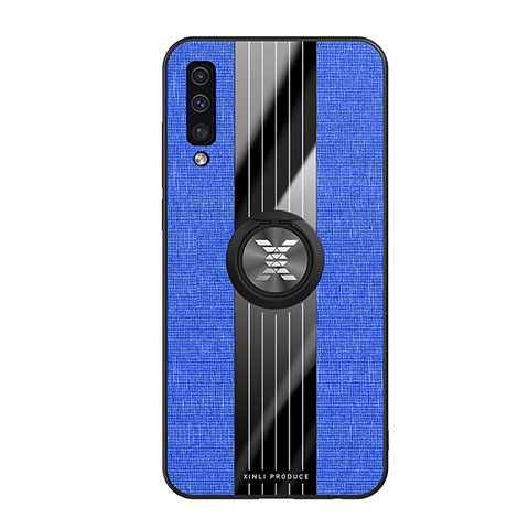 Custodia Silicone Ultra Sottile Morbida Cover con Magnetico Anello Supporto X02L per Samsung Galaxy A30S Blu