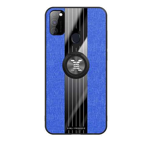 Custodia Silicone Ultra Sottile Morbida Cover con Magnetico Anello Supporto X02L per Samsung Galaxy M30s Blu