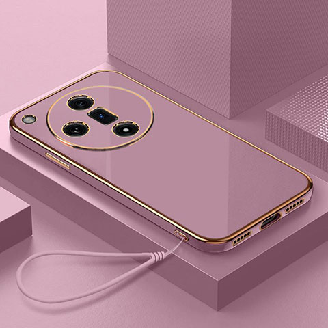 Custodia Silicone Ultra Sottile Morbida Cover con Magnetico Anello Supporto X03L per Oppo Find X7 Ultra 5G Lavanda