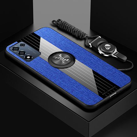 Custodia Silicone Ultra Sottile Morbida Cover con Magnetico Anello Supporto X03L per Oppo K9S 5G Blu