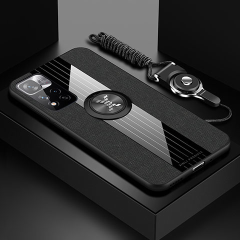 Custodia Silicone Ultra Sottile Morbida Cover con Magnetico Anello Supporto X03L per Xiaomi Mi 11i 5G (2022) Nero