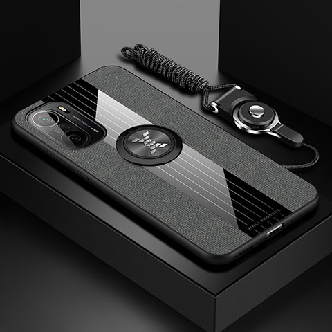 Custodia Silicone Ultra Sottile Morbida Cover con Magnetico Anello Supporto X03L per Xiaomi Mi 11X 5G Grigio