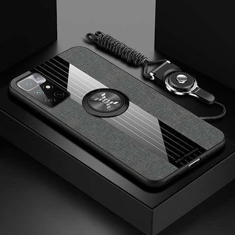 Custodia Silicone Ultra Sottile Morbida Cover con Magnetico Anello Supporto X03L per Xiaomi Redmi 10 4G Grigio