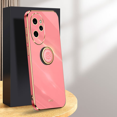 Custodia Silicone Ultra Sottile Morbida Cover con Magnetico Anello Supporto XL1 per Huawei Honor 100 Pro 5G Rosa Caldo