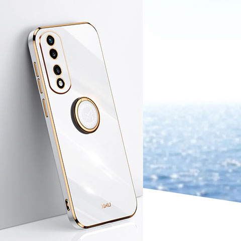 Custodia Silicone Ultra Sottile Morbida Cover con Magnetico Anello Supporto XL1 per Huawei Honor 70 Pro+ Plus 5G Bianco