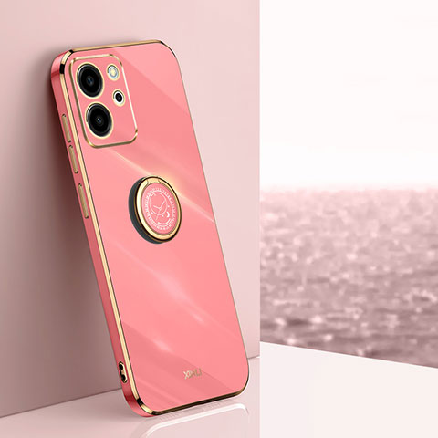 Custodia Silicone Ultra Sottile Morbida Cover con Magnetico Anello Supporto XL1 per Huawei Honor 80 SE 5G Rosa Caldo