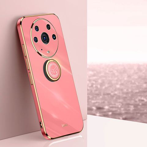 Custodia Silicone Ultra Sottile Morbida Cover con Magnetico Anello Supporto XL1 per Huawei Honor Magic3 Pro 5G Rosa Caldo