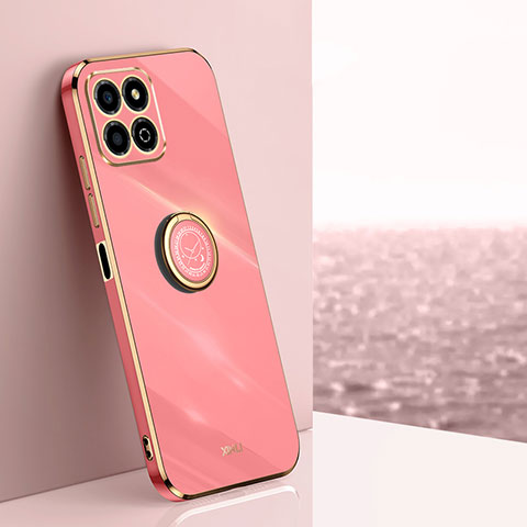 Custodia Silicone Ultra Sottile Morbida Cover con Magnetico Anello Supporto XL1 per Huawei Honor X8a 4G Rosa Caldo