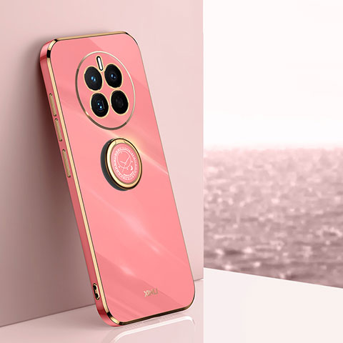 Custodia Silicone Ultra Sottile Morbida Cover con Magnetico Anello Supporto XL1 per Huawei Mate 50E Rosa Caldo