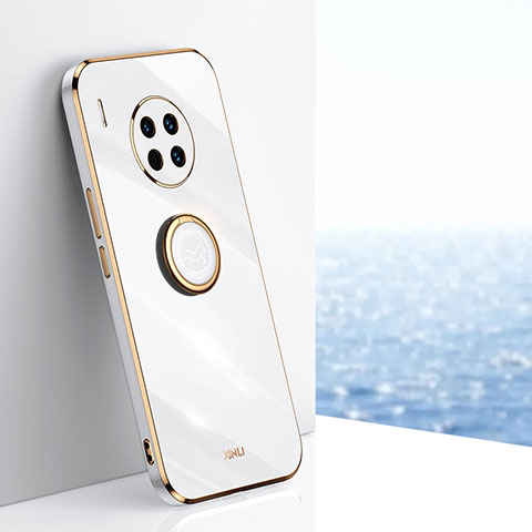 Custodia Silicone Ultra Sottile Morbida Cover con Magnetico Anello Supporto XL1 per Huawei Nova 8i Bianco