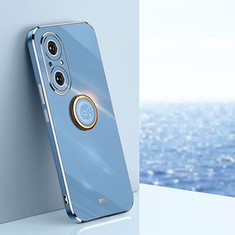 Custodia Silicone Ultra Sottile Morbida Cover con Magnetico Anello Supporto XL1 per Huawei Nova 9 SE Blu