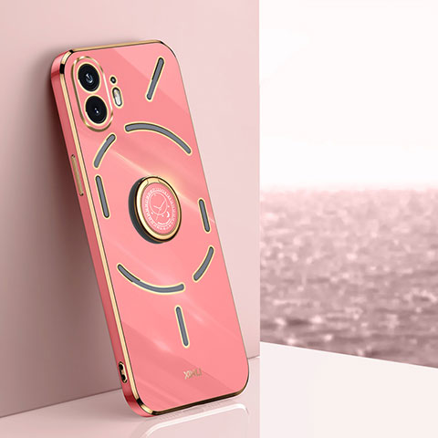 Custodia Silicone Ultra Sottile Morbida Cover con Magnetico Anello Supporto XL1 per Nothing Phone 2 Rosa Caldo