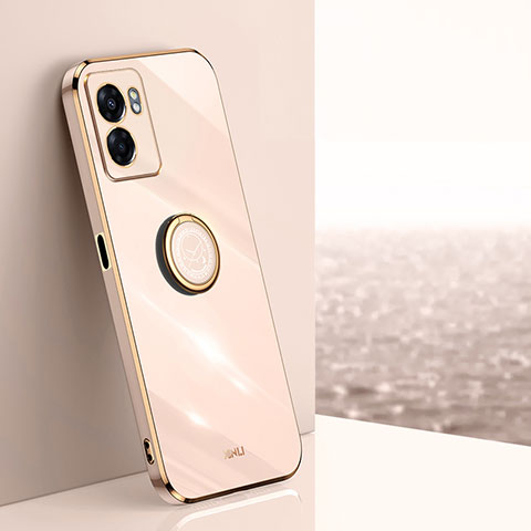 Custodia Silicone Ultra Sottile Morbida Cover con Magnetico Anello Supporto XL1 per Oppo A77s Oro