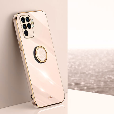 Custodia Silicone Ultra Sottile Morbida Cover con Magnetico Anello Supporto XL1 per Oppo F19 Pro Oro