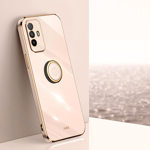 Custodia Silicone Ultra Sottile Morbida Cover con Magnetico Anello Supporto XL1 per Oppo F19 Pro+ Plus 5G Oro