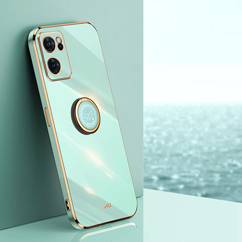 Custodia Silicone Ultra Sottile Morbida Cover con Magnetico Anello Supporto XL1 per Oppo Find X5 Lite 5G Verde