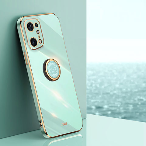 Custodia Silicone Ultra Sottile Morbida Cover con Magnetico Anello Supporto XL1 per Oppo Find X5 Pro 5G Verde