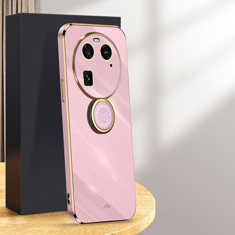 Custodia Silicone Ultra Sottile Morbida Cover con Magnetico Anello Supporto XL1 per Oppo Find X6 Pro 5G Lavanda