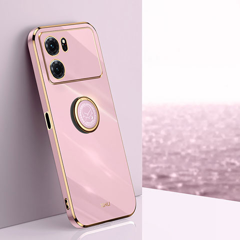 Custodia Silicone Ultra Sottile Morbida Cover con Magnetico Anello Supporto XL1 per Oppo K10 5G Rosa