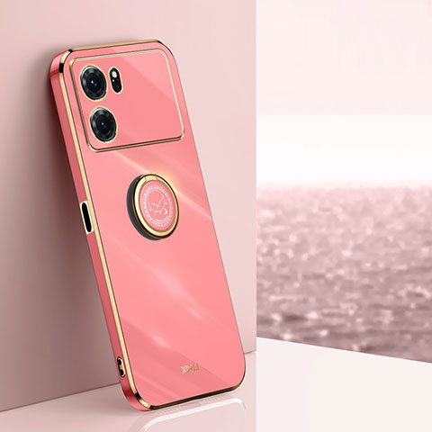 Custodia Silicone Ultra Sottile Morbida Cover con Magnetico Anello Supporto XL1 per Oppo K10 5G Rosa Caldo