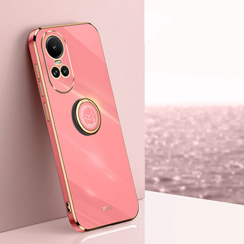 Custodia Silicone Ultra Sottile Morbida Cover con Magnetico Anello Supporto XL1 per Oppo Reno10 5G Rosa Caldo